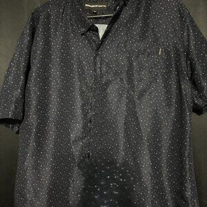 Navy patterned short sleeve button down